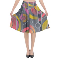 Abstract Colorful Background Grey Flared Midi Skirt by Bajindul