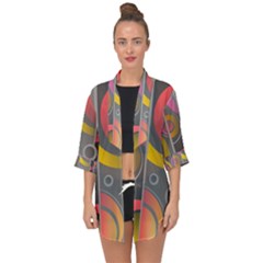 Abstract Colorful Background Grey Open Front Chiffon Kimono by Bajindul