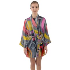 Abstract Colorful Background Grey Long Sleeve Kimono Robe by Bajindul