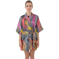 Abstract Colorful Background Grey Quarter Sleeve Kimono Robe by Bajindul