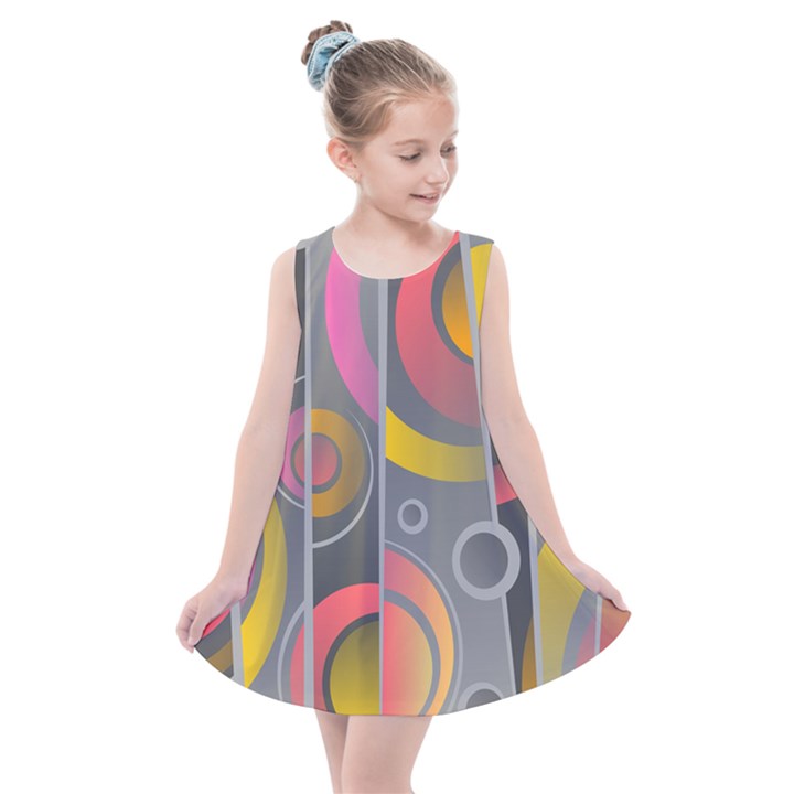 Abstract Colorful Background Grey Kids  Summer Dress