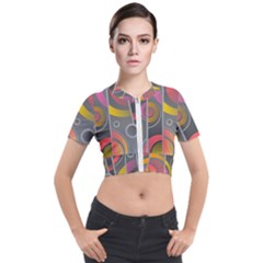 Abstract Colorful Background Grey Short Sleeve Cropped Jacket