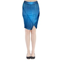 Abstract Rain Space Midi Wrap Pencil Skirt