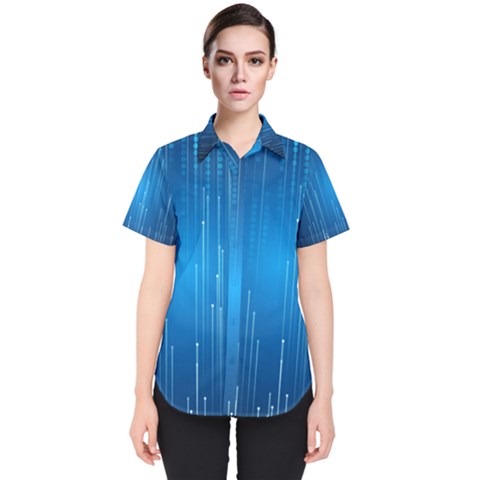 Abstract Rain Space Women s Short Sleeve Shirt by Bajindul