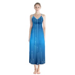 Abstract Rain Space Button Up Chiffon Maxi Dress