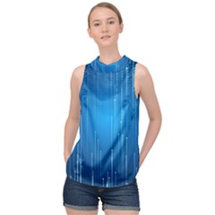 Abstract Rain Space High Neck Satin Top by Bajindul