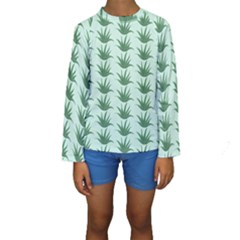 Aloe Plants Pattern Scrapbook Kids  Long Sleeve Swimwear by Bajindul