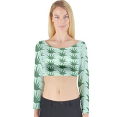 Aloe Plants Pattern Scrapbook Long Sleeve Crop Top by Bajindul