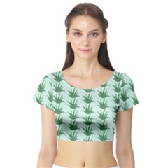 Aloe Plants Pattern Scrapbook Short Sleeve Crop Top by Bajindul