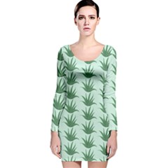 Aloe Plants Pattern Scrapbook Long Sleeve Velvet Bodycon Dress