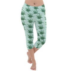 Aloe Plants Pattern Scrapbook Lightweight Velour Capri Yoga Leggings by Bajindul