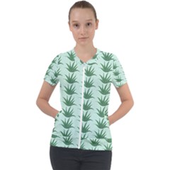 Aloe Plants Pattern Scrapbook Short Sleeve Zip Up Jacket