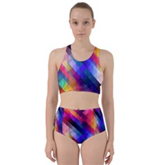 Abstract Background Colorful Pattern Racer Back Bikini Set