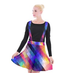 Abstract Background Colorful Pattern Suspender Skater Skirt