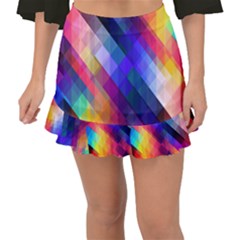 Abstract Background Colorful Pattern Fishtail Mini Chiffon Skirt by Bajindul