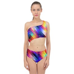 Abstract Background Colorful Pattern Spliced Up Two Piece Swimsuit by Bajindul