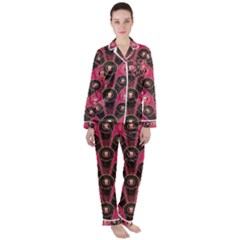 Background Abstract Pattern Satin Long Sleeve Pyjamas Set