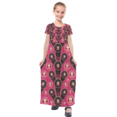 Background Abstract Pattern Kids  Short Sleeve Maxi Dress by Bajindul