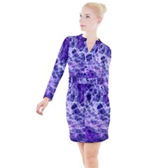 Abstract Space Button Long Sleeve Dress