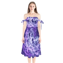 Abstract Space Shoulder Tie Bardot Midi Dress by Bajindul