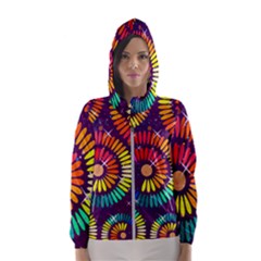 Abstract Background Spiral Colorful Women s Hooded Windbreaker