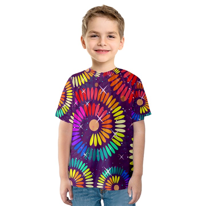 Abstract Background Spiral Colorful Kids  Sport Mesh Tee