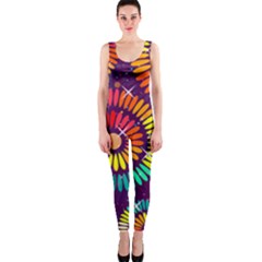 Abstract Background Spiral Colorful One Piece Catsuit by Bajindul