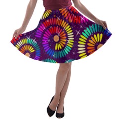 Abstract Background Spiral Colorful A-line Skater Skirt by Bajindul