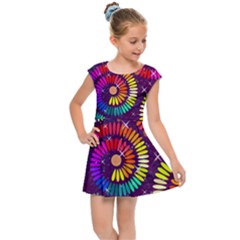 Abstract Background Spiral Colorful Kids  Cap Sleeve Dress by Bajindul