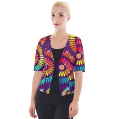 Abstract Background Spiral Colorful Cropped Button Cardigan by Bajindul