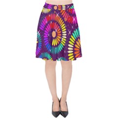 Abstract Background Spiral Colorful Velvet High Waist Skirt by Bajindul