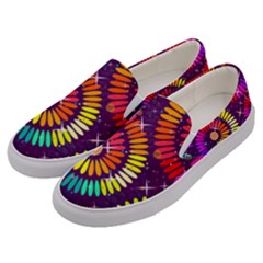 Abstract Background Spiral Colorful Men s Canvas Slip Ons by Bajindul