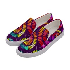 Abstract Background Spiral Colorful Women s Canvas Slip Ons by Bajindul