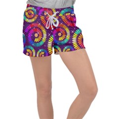 Abstract Background Spiral Colorful Women s Velour Lounge Shorts