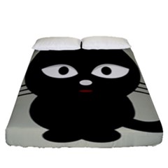 Cat Pet Cute Black Animal Fitted Sheet (queen Size) by Bajindul