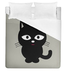 Cat Pet Cute Black Animal Duvet Cover (queen Size) by Bajindul