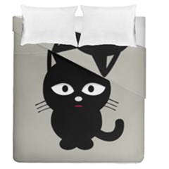 Cat Pet Cute Black Animal Duvet Cover Double Side (queen Size) by Bajindul