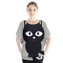 Cat Pet Cute Black Animal Batwing Chiffon Blouse View1