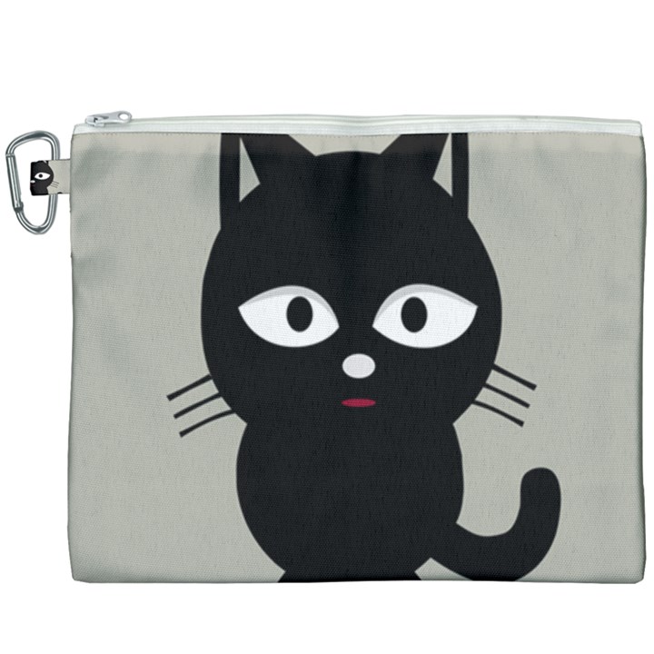 Cat Pet Cute Black Animal Canvas Cosmetic Bag (XXXL)