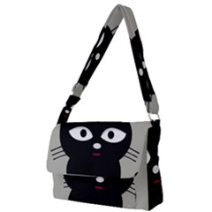 Cat Pet Cute Black Animal Full Print Messenger Bag by Bajindul