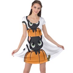 Halloween Cute Cat Cap Sleeve Dress by Bajindul