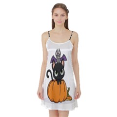 Halloween Cute Cat Satin Night Slip by Bajindul