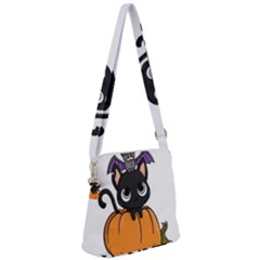 Halloween Cute Cat Zipper Messenger Bag by Bajindul