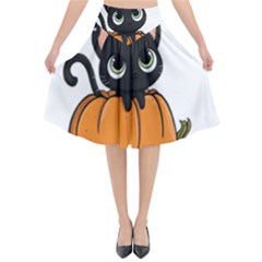 Halloween Cute Cat Flared Midi Skirt by Bajindul