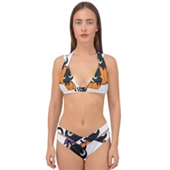 Halloween Cute Cat Double Strap Halter Bikini Set by Bajindul