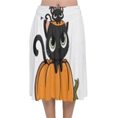 Halloween Cute Cat Velvet Flared Midi Skirt by Bajindul