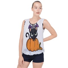 Halloween Cute Cat Bubble Hem Chiffon Tank Top by Bajindul