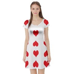 Heart Red Love Valentines Day Short Sleeve Skater Dress by Bajindul