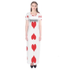 Heart Red Love Valentines Day Short Sleeve Maxi Dress by Bajindul