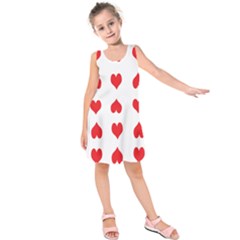 Heart Red Love Valentines Day Kids  Sleeveless Dress by Bajindul